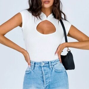 Princess Polly NWT Wildtimes White Keyhole Cutout Bodysuit US0